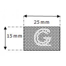 Rechthoekig mosrubber snoer | 15 x 25 mm | rol 25 meter